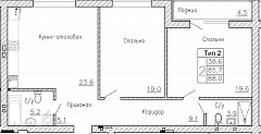2-комнатную квартиру №62, 88,00 кв. м, на ул Генерала Круковского, 4, второй этаж